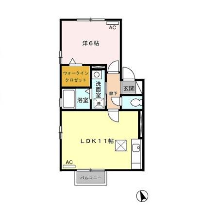 コーポモア(1LDK/1階)の間取り写真