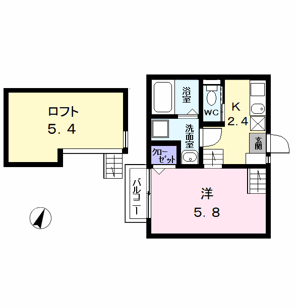 CREO中村公園(1K/2階)の間取り写真