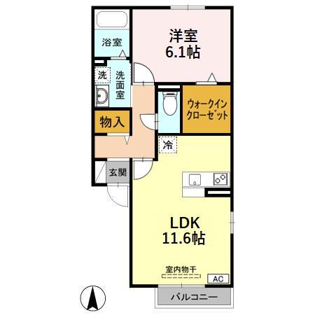ハイツ春陽 森末(1LDK/2階)の間取り写真