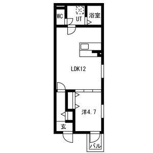 クラージュ中村日赤(1LDK/1階)の間取り写真