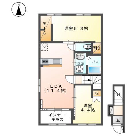シャトー ルボア(2LDK/2階)の間取り写真