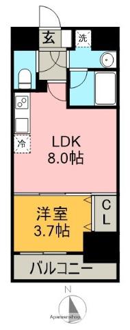 グランドゥール名駅西(1LDK/7階)の間取り写真