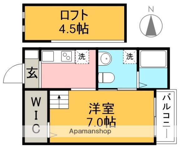 ブランノワール本陣 N(ワンルーム/2階)の間取り写真