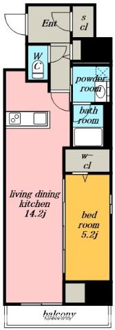ロイジェント日吉Ⅱ(1LDK/4階)の間取り写真