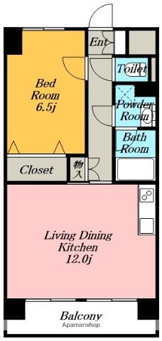 アピエ黄金(1LDK/6階)の間取り写真