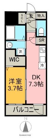 エステムコート名古屋TWIN イースト(1DK/5階)の間取り写真