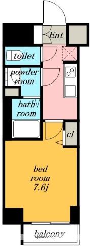 SHOKEN RESIDENCE名古屋 太閤通(1K/13階)の間取り写真