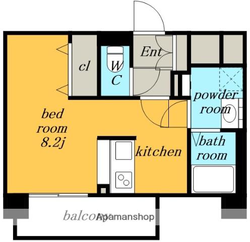 SHOKEN RESIDENCE名古屋 太閤通(ワンルーム/15階)の間取り写真