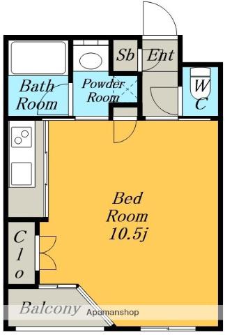 SPACE CUBE HONJIN(ワンルーム/4階)の間取り写真
