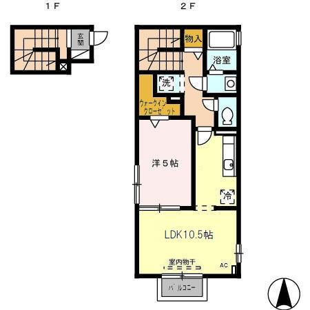 グレイスフルII(1LDK/2階)の間取り写真
