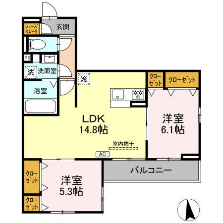 メゾンセリーブ(2LDK/3階)の間取り写真
