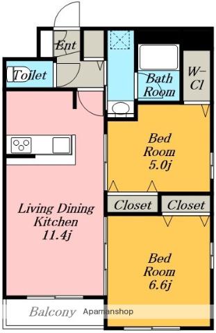 ベルルージュ名駅西(2LDK/8階)の間取り写真
