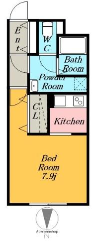 クレストタップ名古屋ウエスト(ワンルーム/4階)の間取り写真