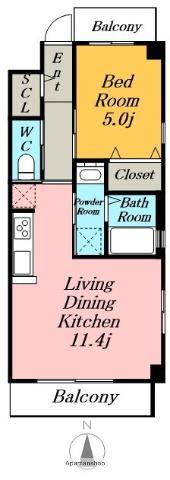 グランドソレイユ道下(1LDK/5階)の間取り写真