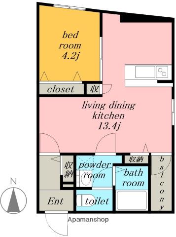 メルヴェイユ大日(1LDK/1階)の間取り写真
