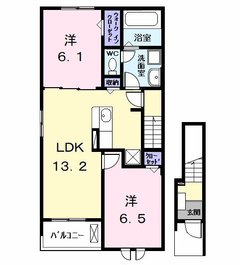 グランディールC 2(2LDK/2階)の間取り写真