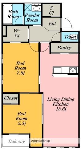 SOLARE本陣(2LDK/1階)の間取り写真