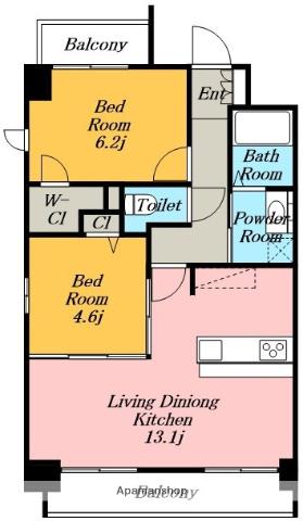 SーRESIDENCE亀島駅前BLAZE(2LDK/11階)の間取り写真