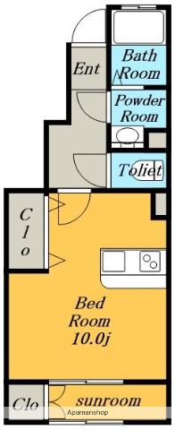 メゾン・ド・モリタⅢ(ワンルーム/2階)の間取り写真