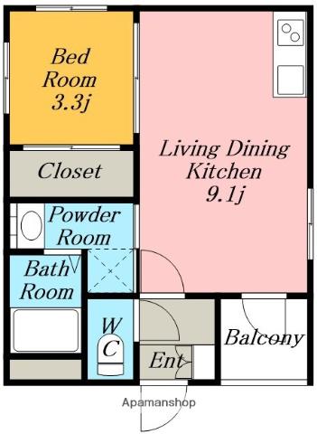 CASA LIEBE 藤江(1LDK/2階)の間取り写真