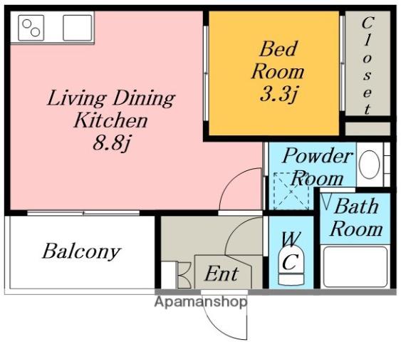 STELLA FORTIS 名楽(1LDK/3階)の間取り写真