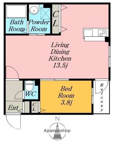 NAGOYA THE BASE(1LDK/2階)の間取り写真