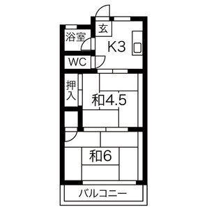 コープ草薙(2K/2階)の間取り写真