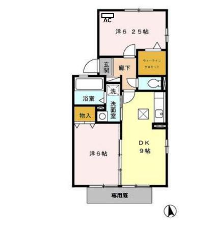 ビューラーアヤ B(2DK/1階)の間取り写真