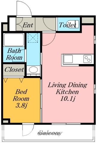 プランドールK(1LDK/3階)の間取り写真