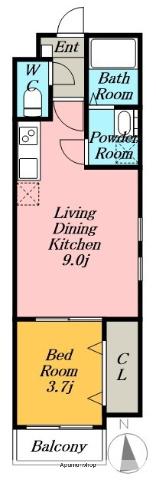 大旺スクエア(1LDK/1階)の間取り写真