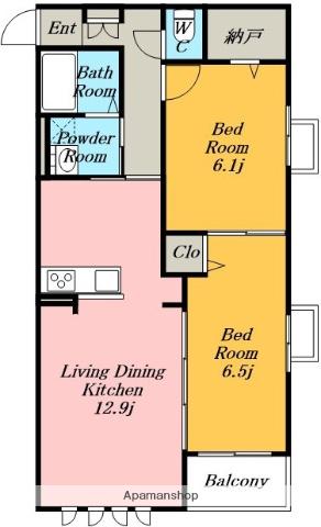LUPOSIA(2LDK/2階)の間取り写真