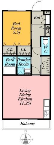 AUBERGENAGOYA(1LDK/1階)の間取り写真