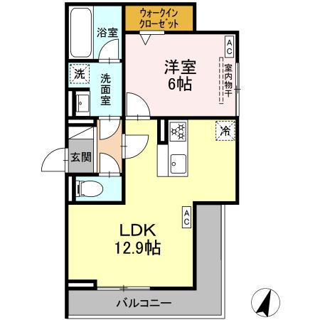 ビスタレイルウェイ八田(1LDK/3階)の間取り写真