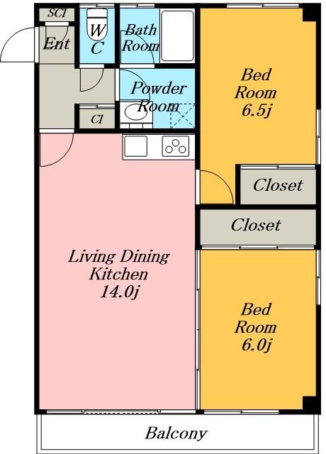TSスクエア(2LDK/1階)の間取り写真