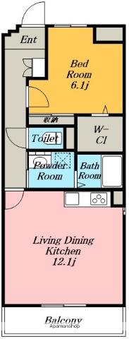 フラッハフェルトTM(1LDK/4階)の間取り写真