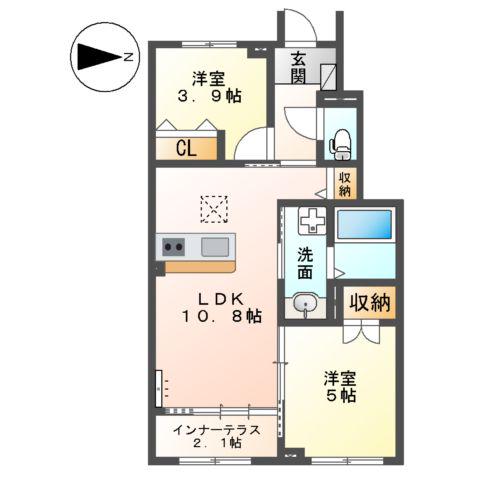 DUO TERRACE(2LDK/1階)の間取り写真