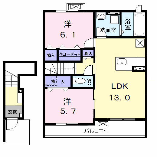 LE REVE(2LDK/2階)の間取り写真