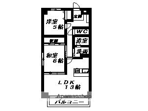 メルベーユ川畔(2LDK/3階)の間取り写真