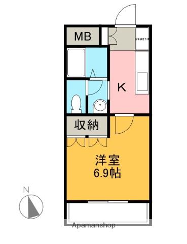 COMODO・MIHAMA(1K/1階)の間取り写真
