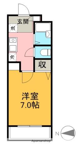 オークステシマ(1K/2階)の間取り写真