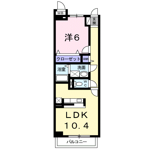 ヌーベルコリーヌⅡ(1LDK/2階)の間取り写真