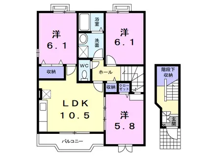 サンライズ柿谷B(3LDK/2階)の間取り写真