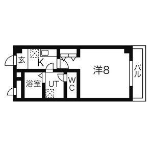 ルミナス緒川Ⅱ(1K/4階)の間取り写真