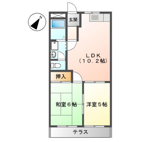 エルモリカワ(2LDK/1階)の間取り写真