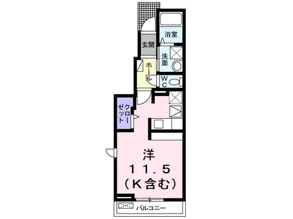 カーフ ヒルズ Ⅱ(ワンルーム/1階)の間取り写真