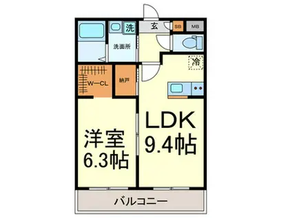 A・CITY常滑原松(1LDK/1階)の間取り写真