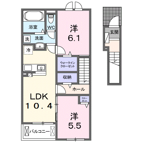 ポートヴィレッジ24 Ⅰ(2LDK/2階)の間取り写真