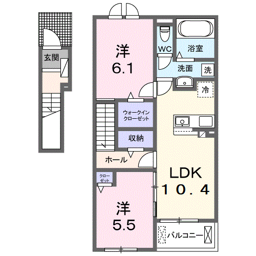 ポートヴィレッジ24 Ⅱ(2LDK/2階)の間取り写真