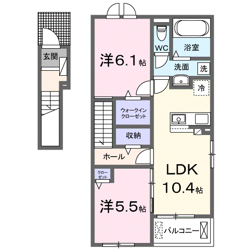 ポートヴィレッジ24 Ⅱ(2LDK/2階)の間取り写真