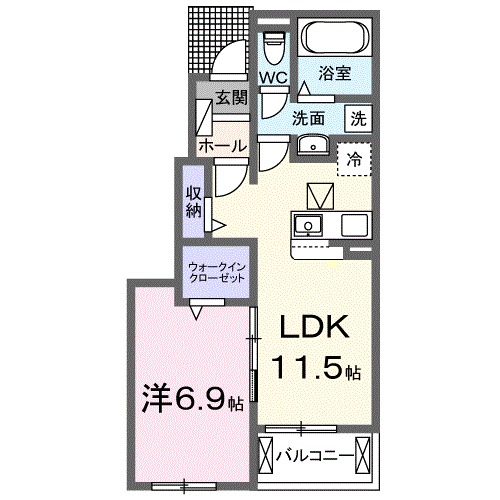 エスポワールⅡ(1LDK/1階)の間取り写真